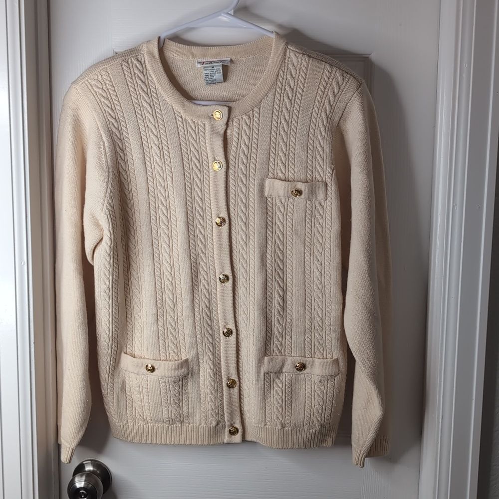 Talbots sweater vintage wool button front size M